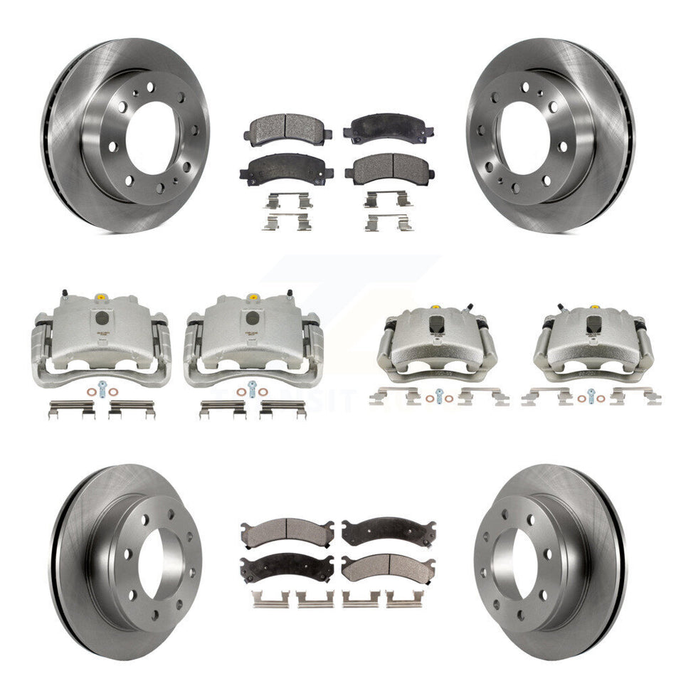 Front Rear Disc Brake Caliper Rotors And Ceramic Pads Kit (10Pc) For Chevrolet Express 2500 GMC Savana KC8-101080T
