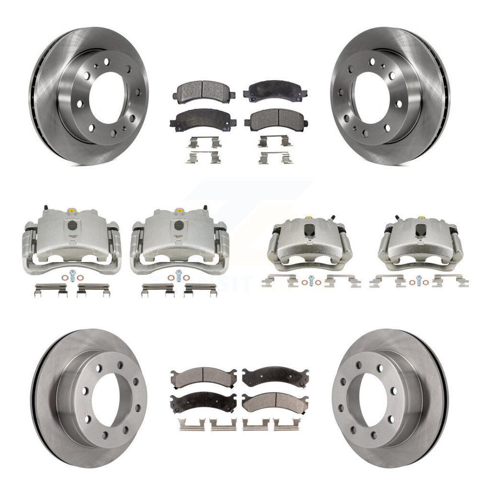 Front Rear Disc Brake Caliper Rotors And Ceramic Pads Kit (10Pc) For Chevrolet Express 2500 GMC Savana KC8-101081T