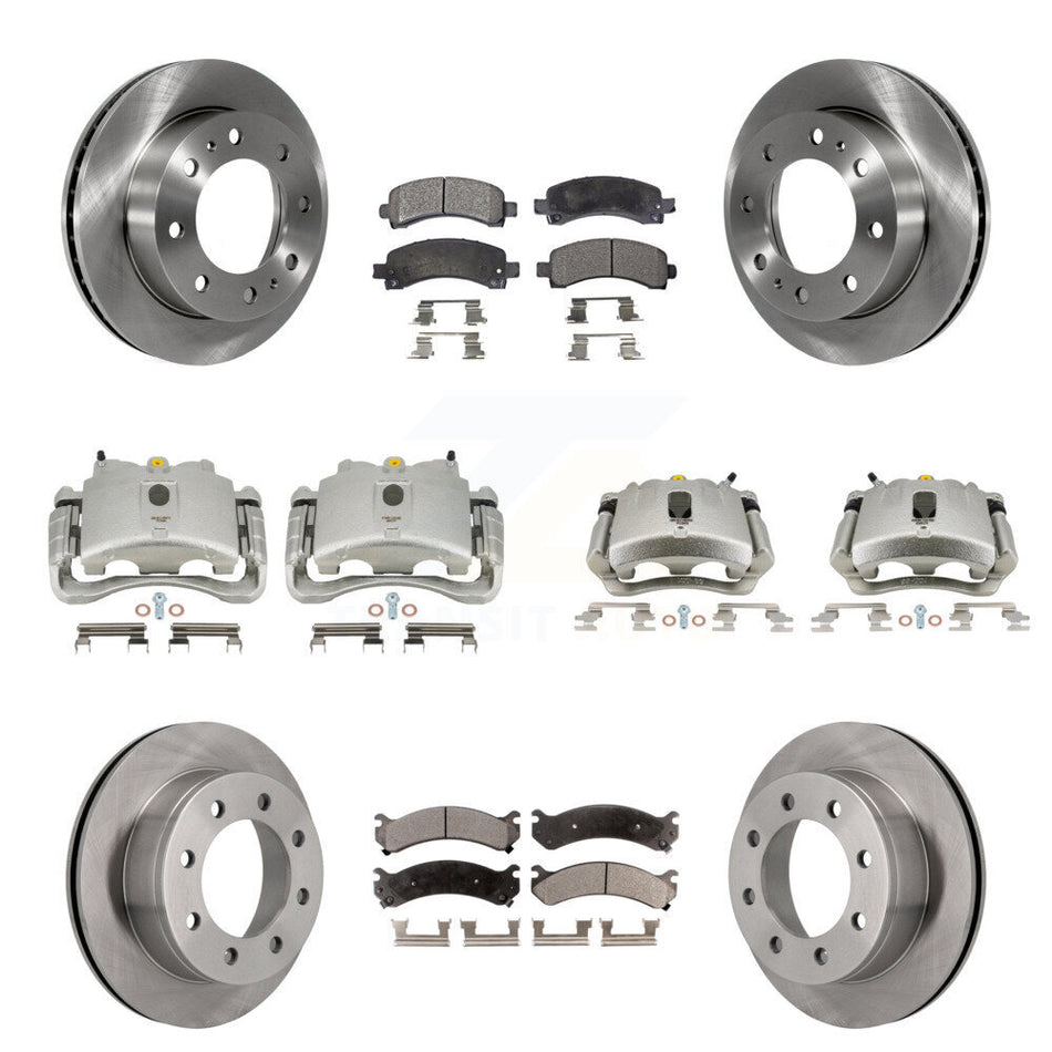 Front Rear Disc Brake Caliper Rotors And Ceramic Pads Kit (10Pc) For Chevrolet Express 2500 GMC Savana KC8-101081T