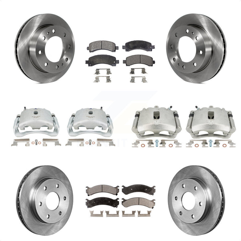 Front Rear Disc Brake Caliper Rotors And Ceramic Pads Kit (10Pc) For Chevrolet Express 2500 GMC Savana KC8-101082T by Transit Auto