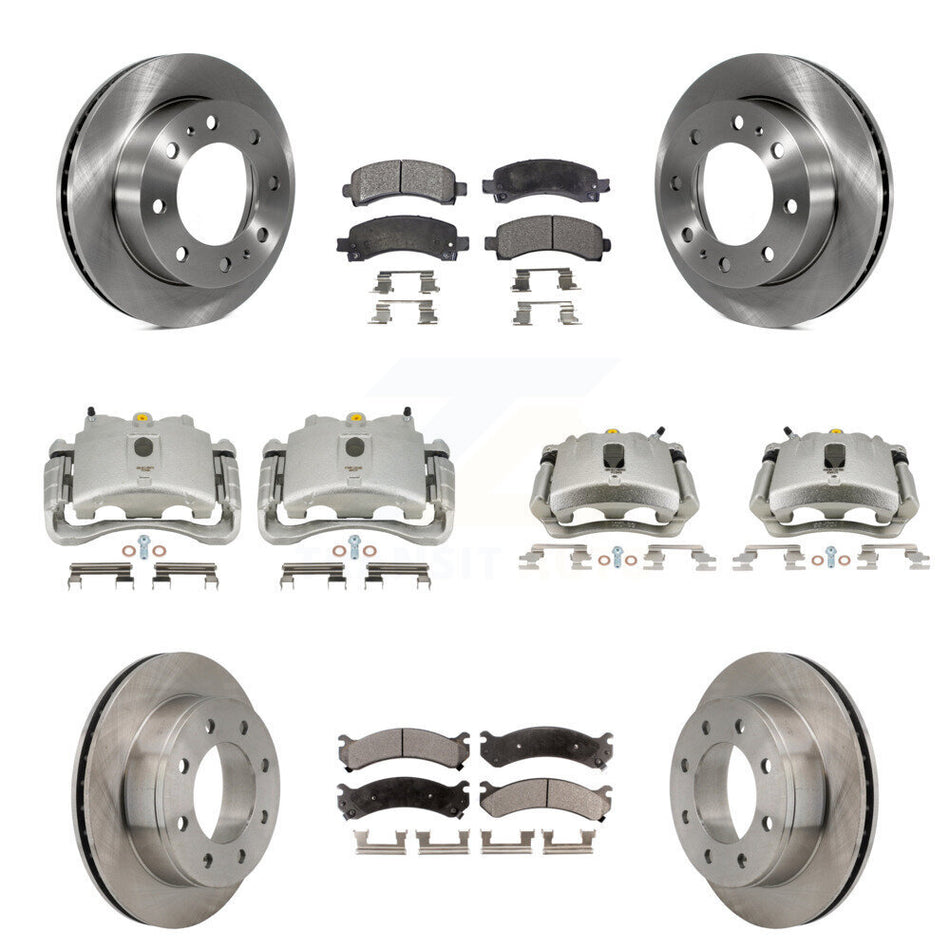 Front Rear Disc Brake Caliper Rotors And Ceramic Pads Kit (10Pc) For Chevrolet Express 2500 GMC Savana KC8-101082T