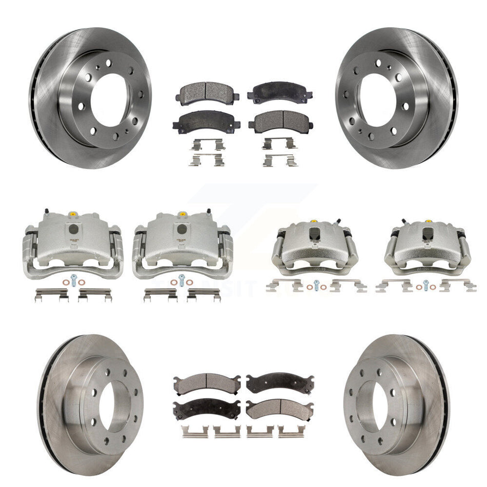 Front Rear Disc Brake Caliper Rotors And Ceramic Pads Kit (10Pc) For Chevrolet Express 2500 GMC Savana KC8-101082T