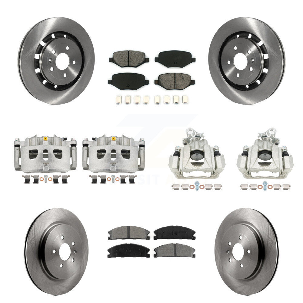 Front Rear Disc Brake Caliper Rotors & Semi-Metallic Pad Kit (10Pc) For 2016 Lincoln MKS KC8-101085S