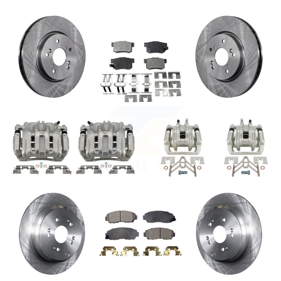 Front Rear Disc Brake Caliper Rotors And Ceramic Pads Kit (10Pc) For Acura RDX KC8-101085T