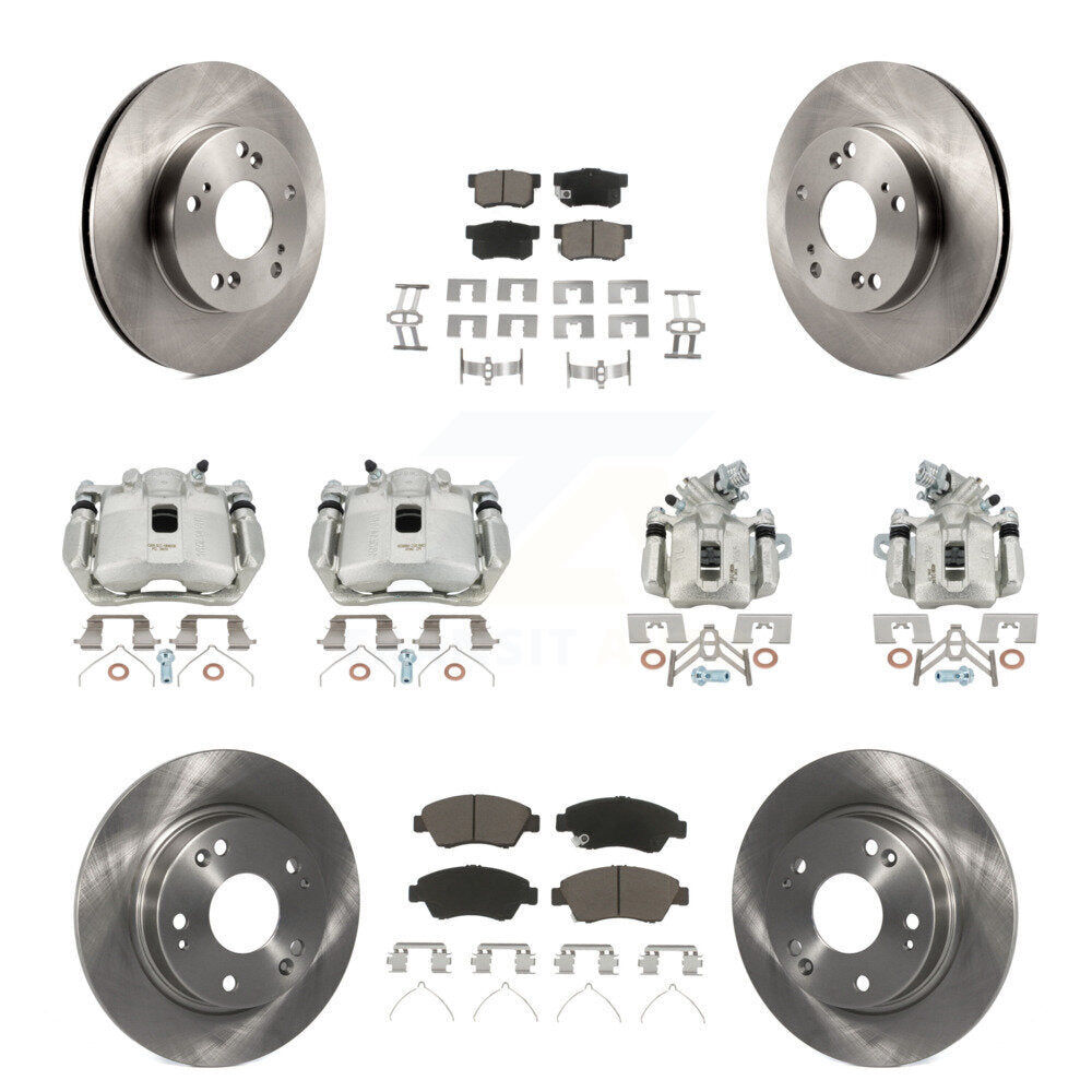 Front Rear Disc Brake Caliper Rotors Ceramic Pad Kit (10Pc) For 2013-2015 Acura ILX 1.5L KC8-101086C