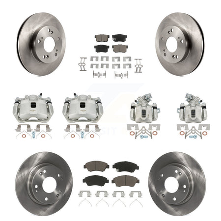 Front Rear Disc Brake Caliper Rotors Ceramic Pad Kit (10Pc) For 2013-2015 Acura ILX 1.5L KC8-101086C