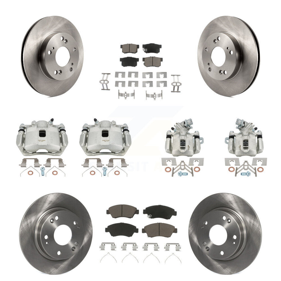 Front Rear Disc Brake Caliper Rotors Ceramic Pad Kit (10Pc) For 2013-2015 Acura ILX 1.5L KC8-101086C