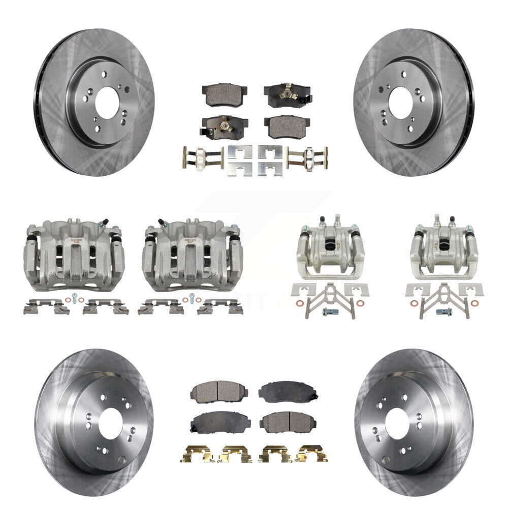 Front Rear Disc Brake Caliper Rotors And Ceramic Pad Kit (10Pc) For Honda CR-V Acura RDX KC8-101086T