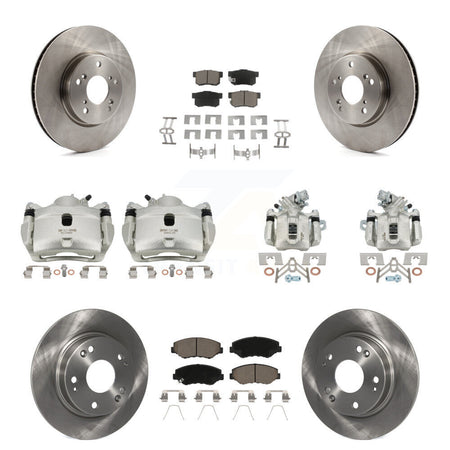 Front Rear Disc Brake Caliper Rotors And Ceramic Pads Kit (10Pc) For Honda Civic KC8-101089C