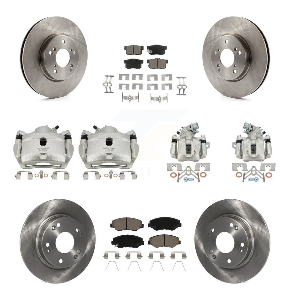 Front Rear Disc Brake Caliper Rotors And Ceramic Pads Kit (10Pc) For Honda Civic KC8-101089C