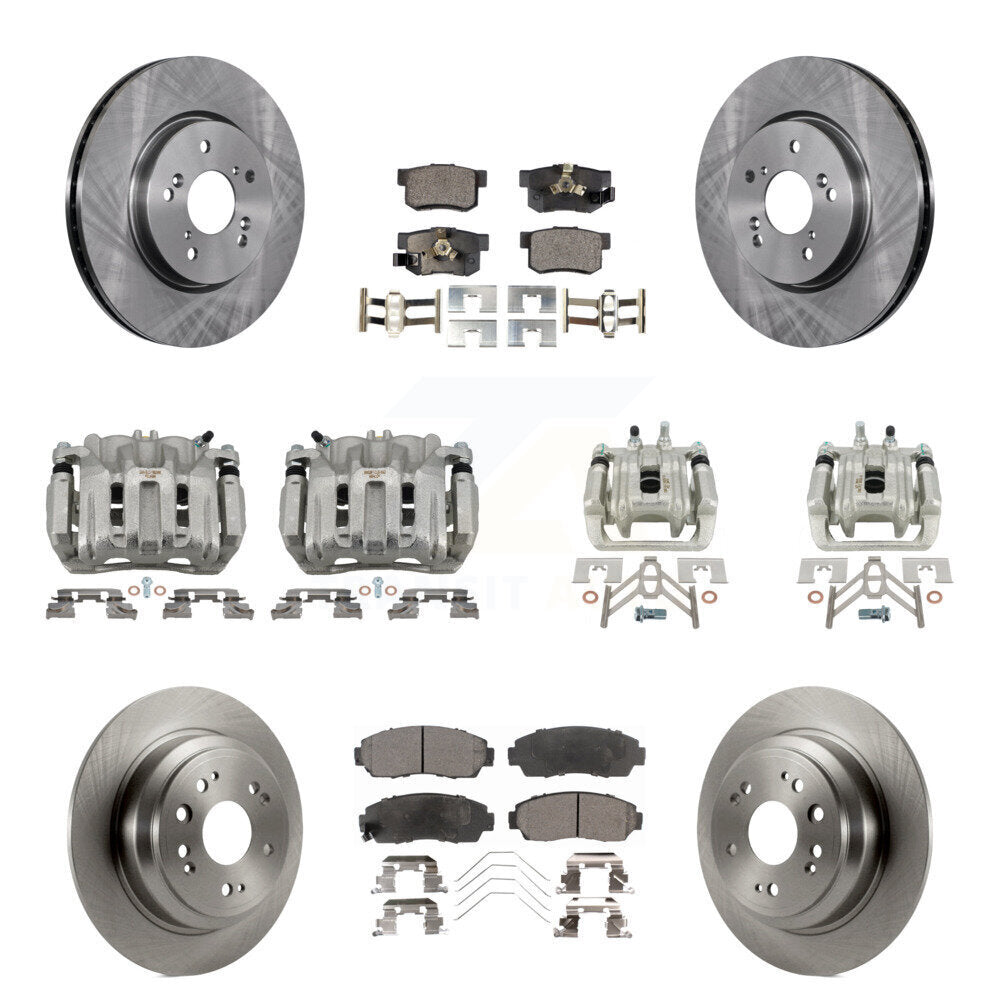 Front Rear Brake Caliper Rotors Ceramic Pad Kit (10Pc) For 11 Honda Accord Crosstour AWD KC8-101089T