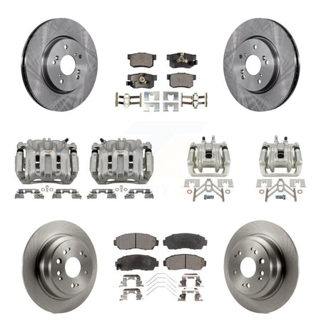 Front Rear Brake Caliper Rotors Ceramic Pad Kit (10Pc) For 11 Honda Accord Crosstour AWD KC8-101089T