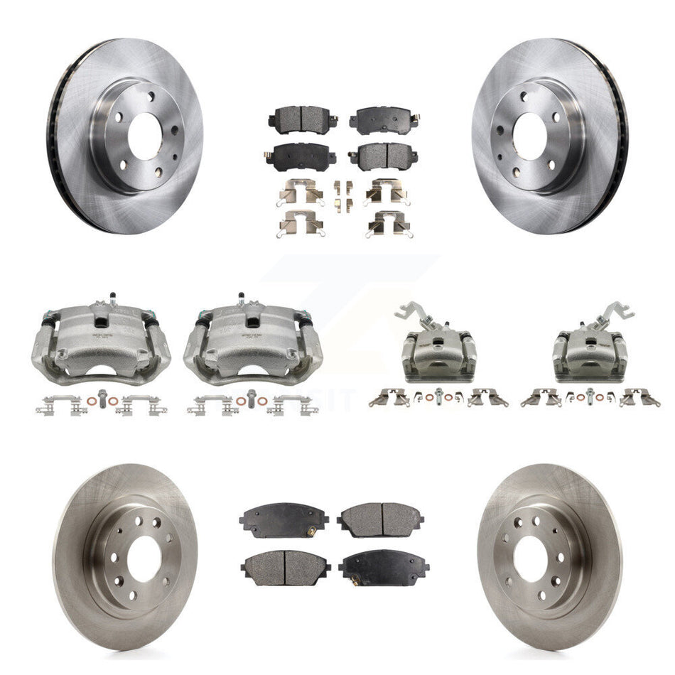 Front Rear Brake Caliper Rotor Semi-Metallic Pad Kit (10Pc) For 2016-2018 Mazda CX-3 FWD KC8-101091P