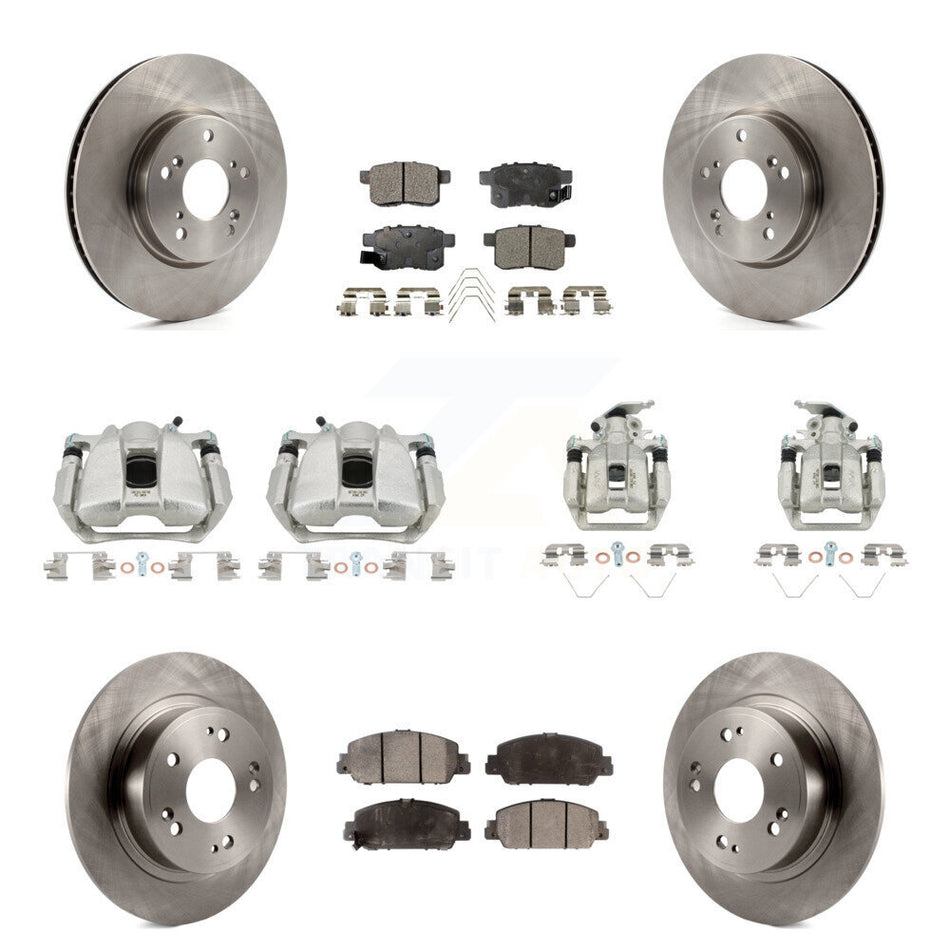 Front Rear Disc Brake Caliper Rotors And Ceramic Pads Kit (10Pc) For Honda Accord KC8-101092T