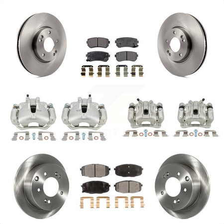 Front Rear Disc Brake Caliper Rotors And Semi-Metallic Pads Kit (10Pc) For Kia Forte5 2.0L KC8-101093P by Transit Auto