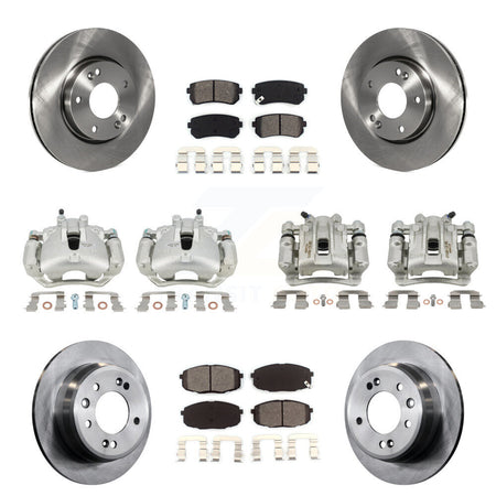 Front Rear Disc Brake Caliper Rotor And Semi-Metallic Pad Kit (10Pc) For Hyundai Elantra KC8-101093S