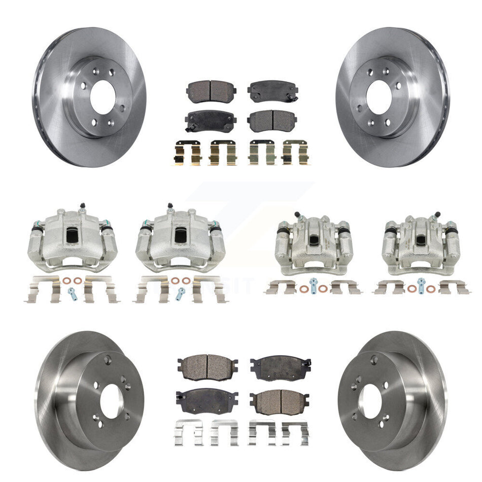 Front Rear Disc Brake Caliper Rotors And Semi-Metallic Pads Kit (10Pc) For Hyundai Accent Kia Rio Rio5 KC8-101094P