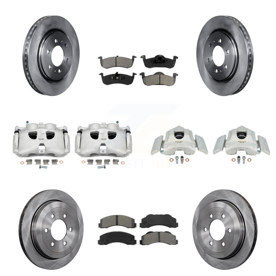 Front Rear Disc Brake Caliper Rotors And Semi-Metallic Pads Kit (10Pc) For 2010-2017 Ford Expedition Lincoln Navigator KC8-101094S