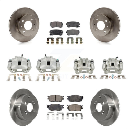 Front Rear Disc Brake Caliper Rotors And Semi-Metallic Pads Kit (10Pc) For 2006 Hyundai Accent Hatchback KC8-101095P by Transit Auto