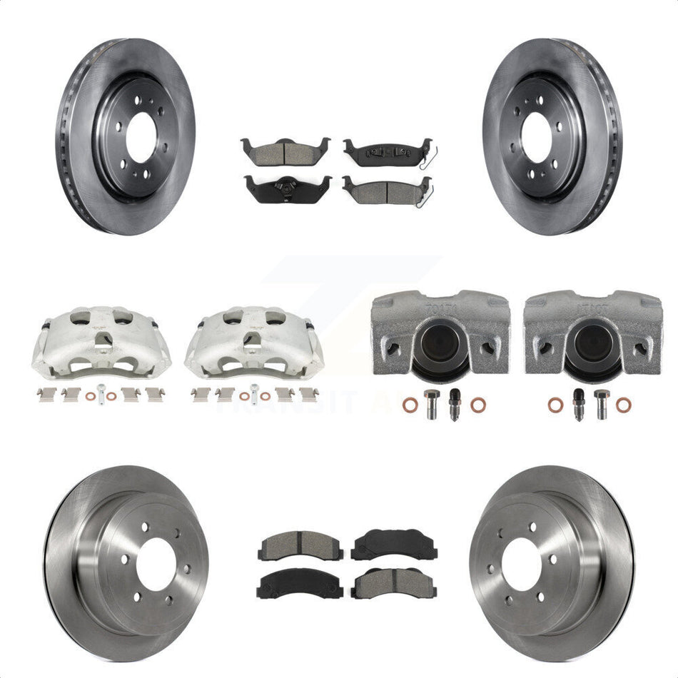 Front Rear Disc Brake Caliper Rotors And Semi-Metallic Pads Kit (10Pc) For 2010-2011 Ford F-150 With 6 Lug Wheels KC8-101095S by Transit Auto