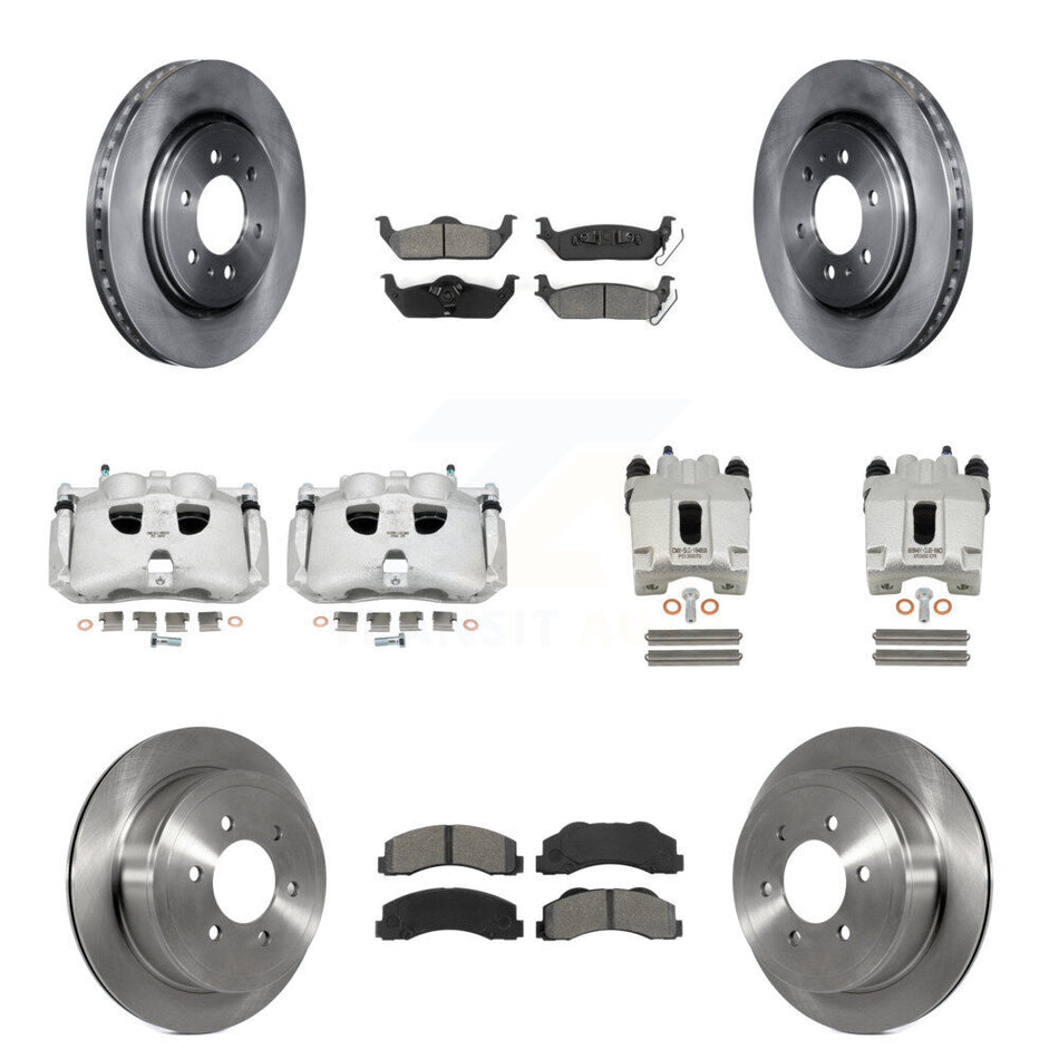 Front Rear Disc Brake Caliper Rotors And Semi-Metallic Pads Kit (10Pc) For 2010-2011 Ford F-150 With 6 Lug Wheels KC8-101095S