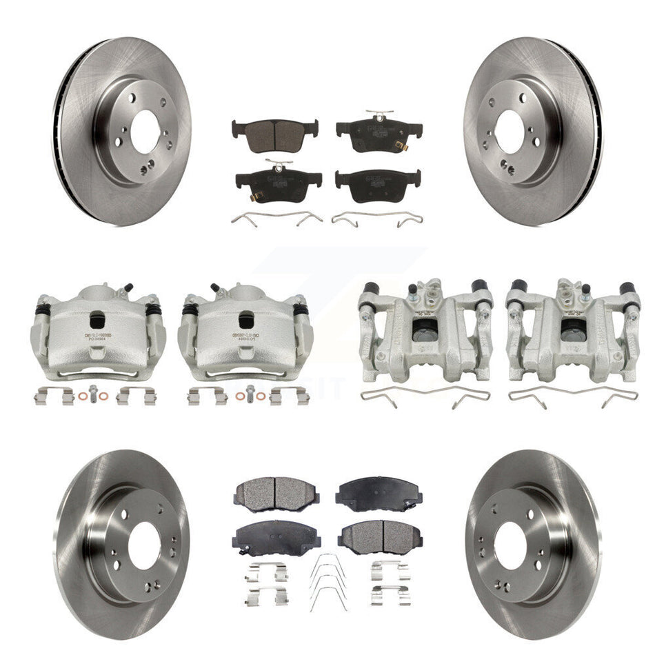 Front Rear Disc Brake Caliper Rotors And Ceramic Pads Kit (10Pc) For Honda Civic KC8-101095T