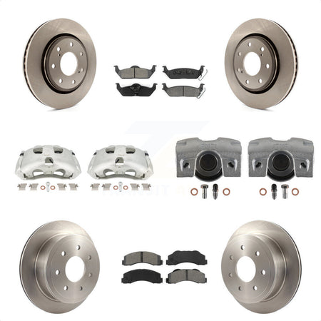 Front Rear Disc Brake Caliper Rotors And Semi-Metallic Pads Kit (10Pc) For 2010-2011 Ford F-150 With 7 Lug Wheels KC8-101096S by Transit Auto