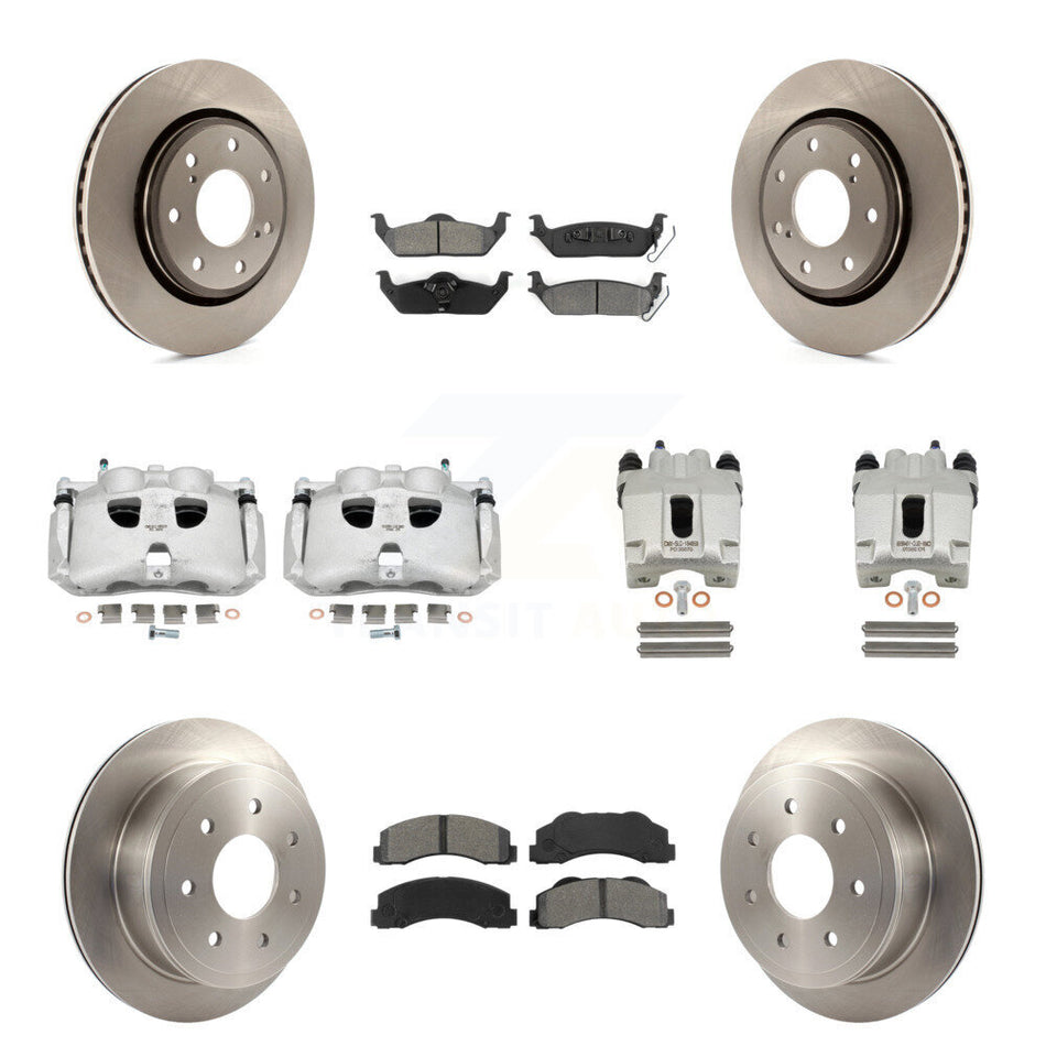 Front Rear Disc Brake Caliper Rotors And Semi-Metallic Pads Kit (10Pc) For 2010-2011 Ford F-150 With 7 Lug Wheels KC8-101096S