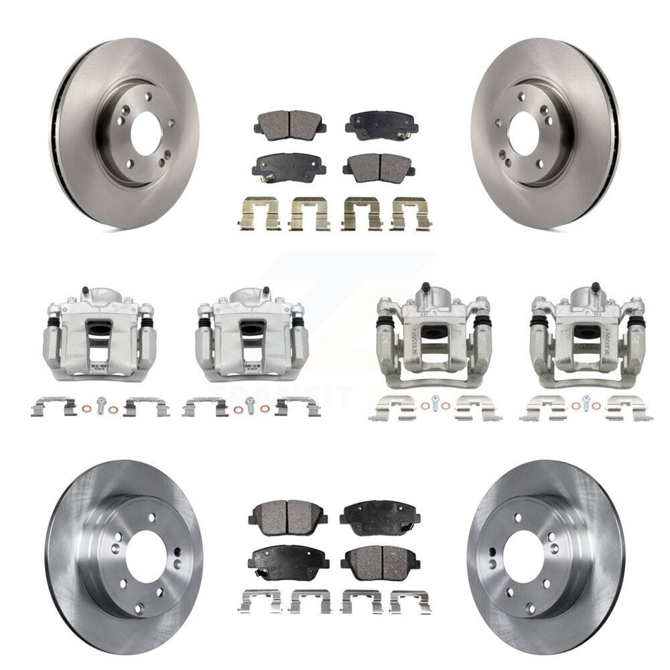 Front Rear Disc Brake Caliper Rotor Ceramic Pad Kit (10Pc) For Hyundai Sonata Kia Optima KC8-101098T