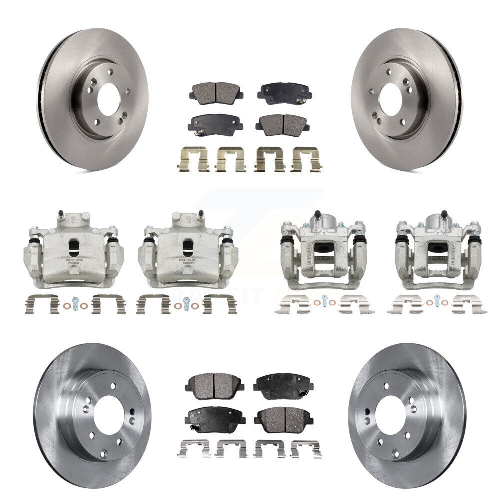 Front Rear Disc Brake Caliper Rotors Ceramic Pad Kit (10Pc) For 2014 Hyundai Sonata 2.0L KC8-101099T