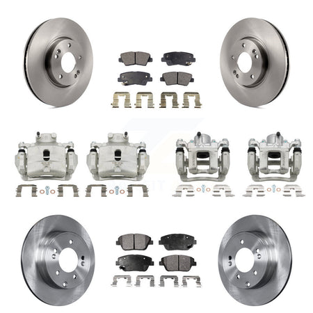 Front Rear Disc Brake Caliper Rotors Ceramic Pad Kit (10Pc) For 2014 Hyundai Sonata 2.0L KC8-101099T