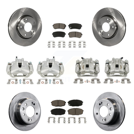 Front Rear Disc Brake Caliper Rotors And Ceramic Pads Kit (10Pc) For Hyundai Elantra KC8-101105C