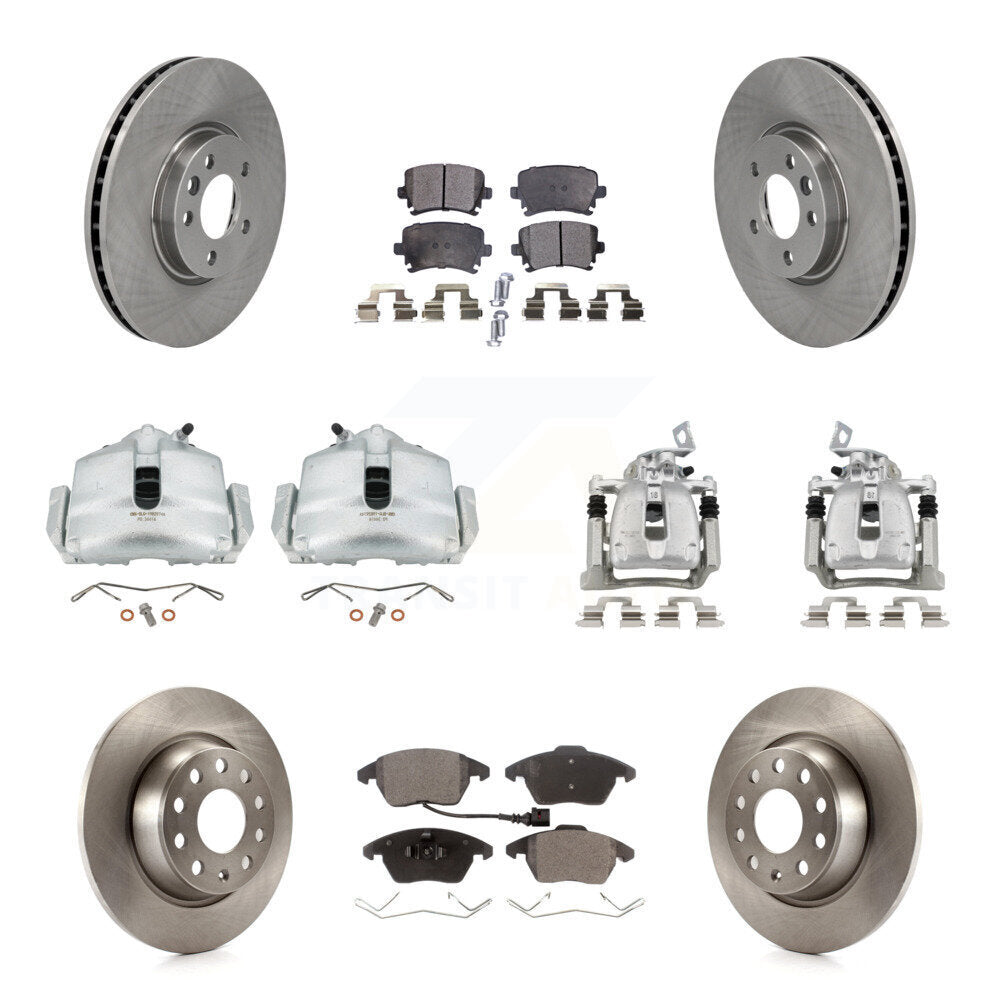Front Rear Disc Brake Caliper Rotor & Ceramic Pad Kit (10Pc) For 2012 Volkswagen CC 2.0L KC8-101105T