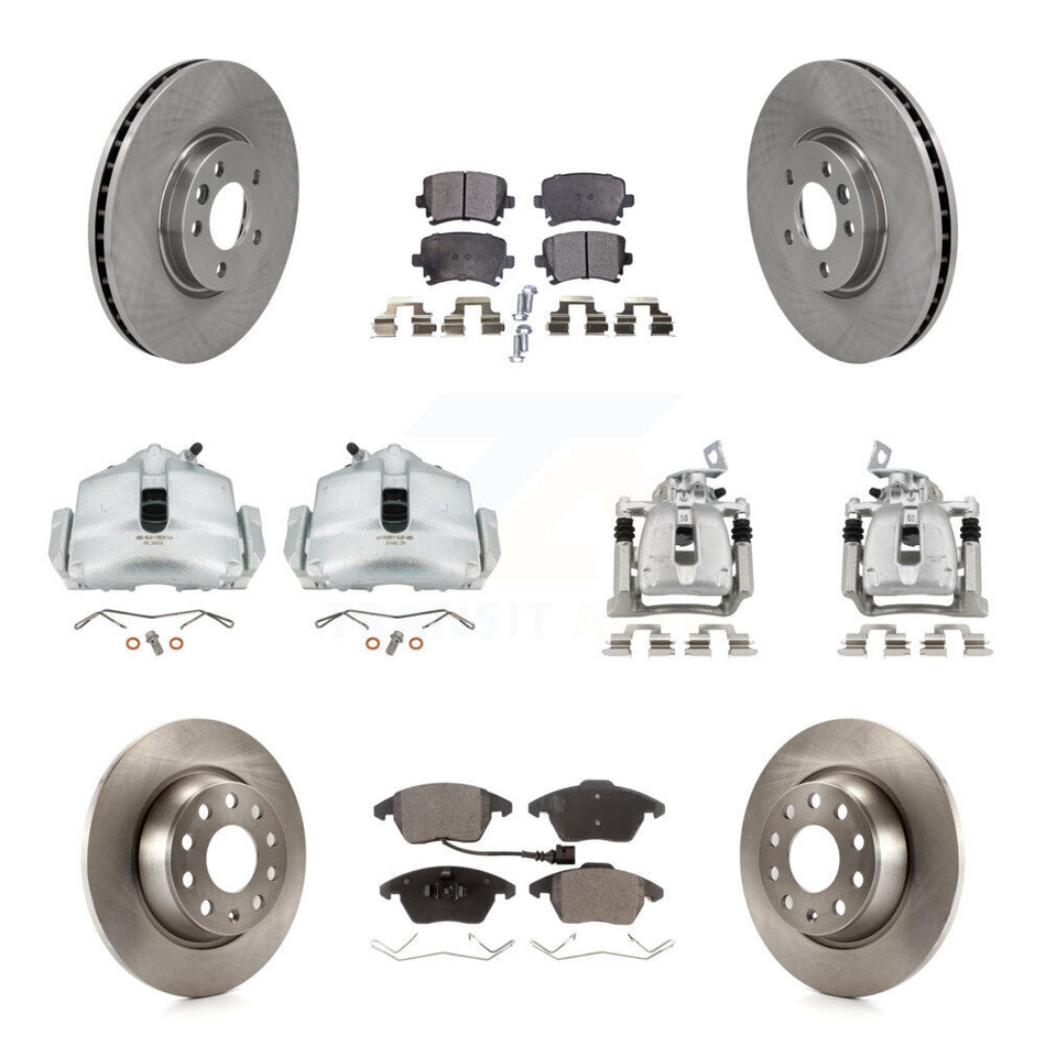 Front Rear Disc Brake Caliper Rotor & Ceramic Pad Kit (10Pc) For 2012 Volkswagen CC 2.0L KC8-101105T