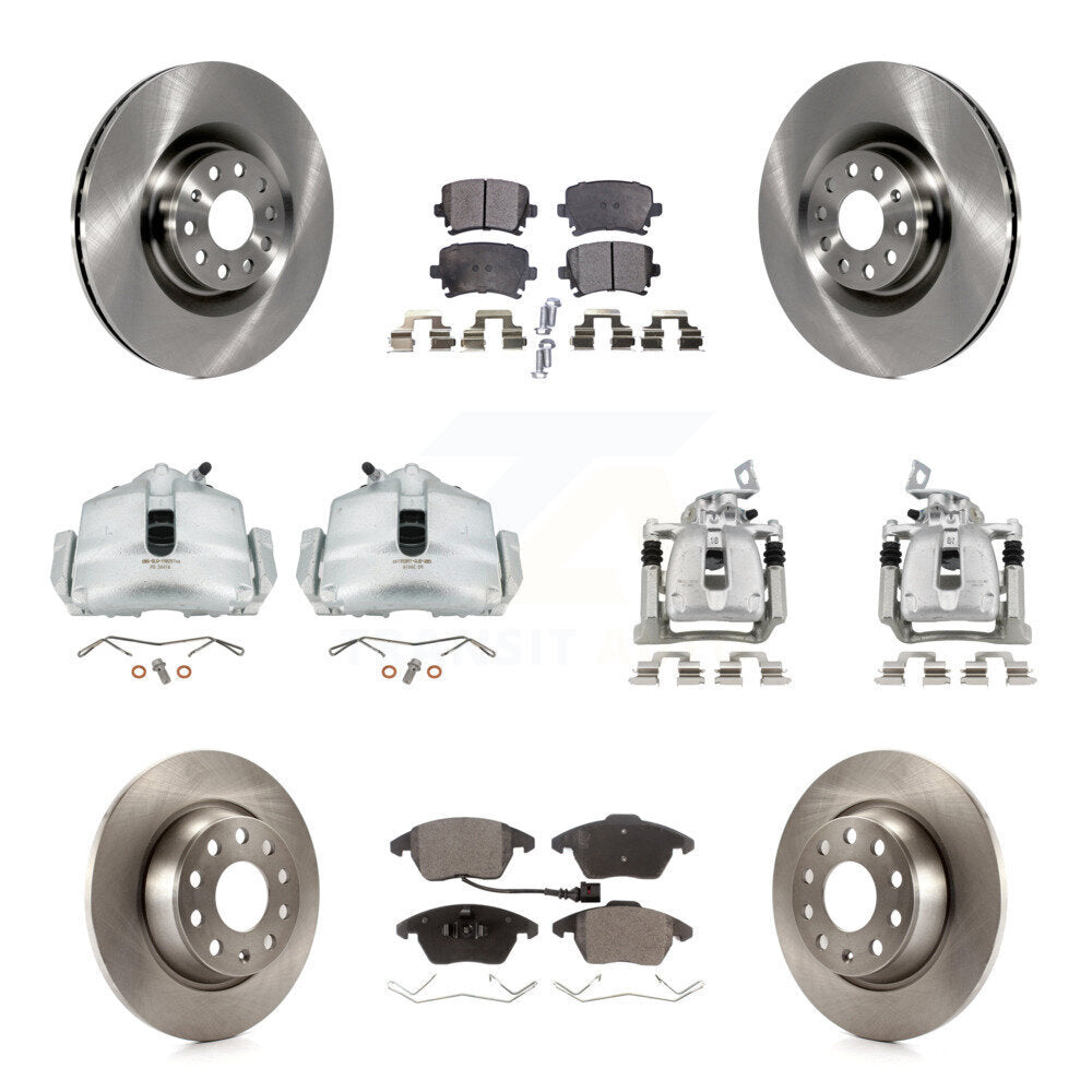 Front Rear Disc Brake Caliper Rotor & Ceramic Pad Kit (10Pc) For 2012 Volkswagen CC 2.0L KC8-101106T