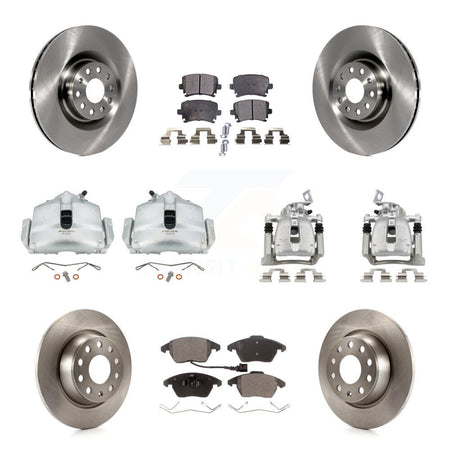 Front Rear Disc Brake Caliper Rotor & Ceramic Pad Kit (10Pc) For 2012 Volkswagen CC 2.0L KC8-101106T