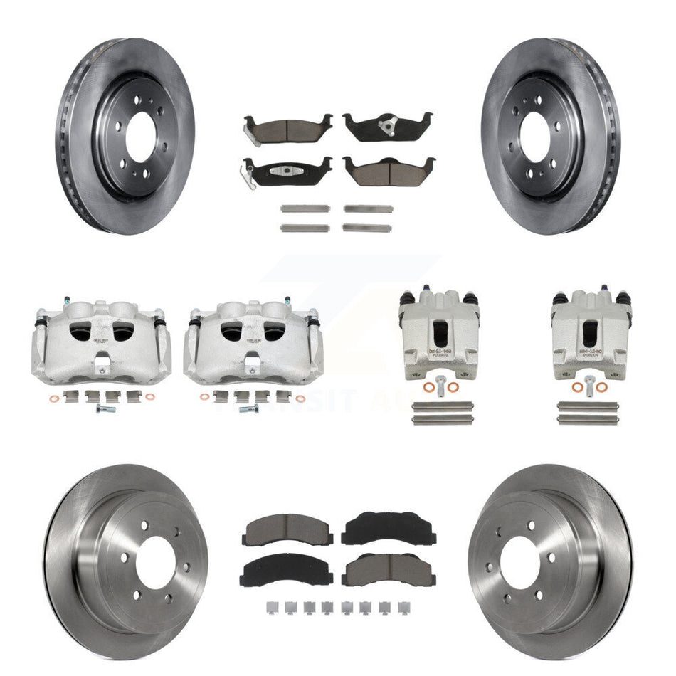 Front Rear Disc Brake Caliper Rotors And Ceramic Pads Kit (10Pc) For 2010-2011 Ford F-150 With 6 Lug Wheels KC8-101107C
