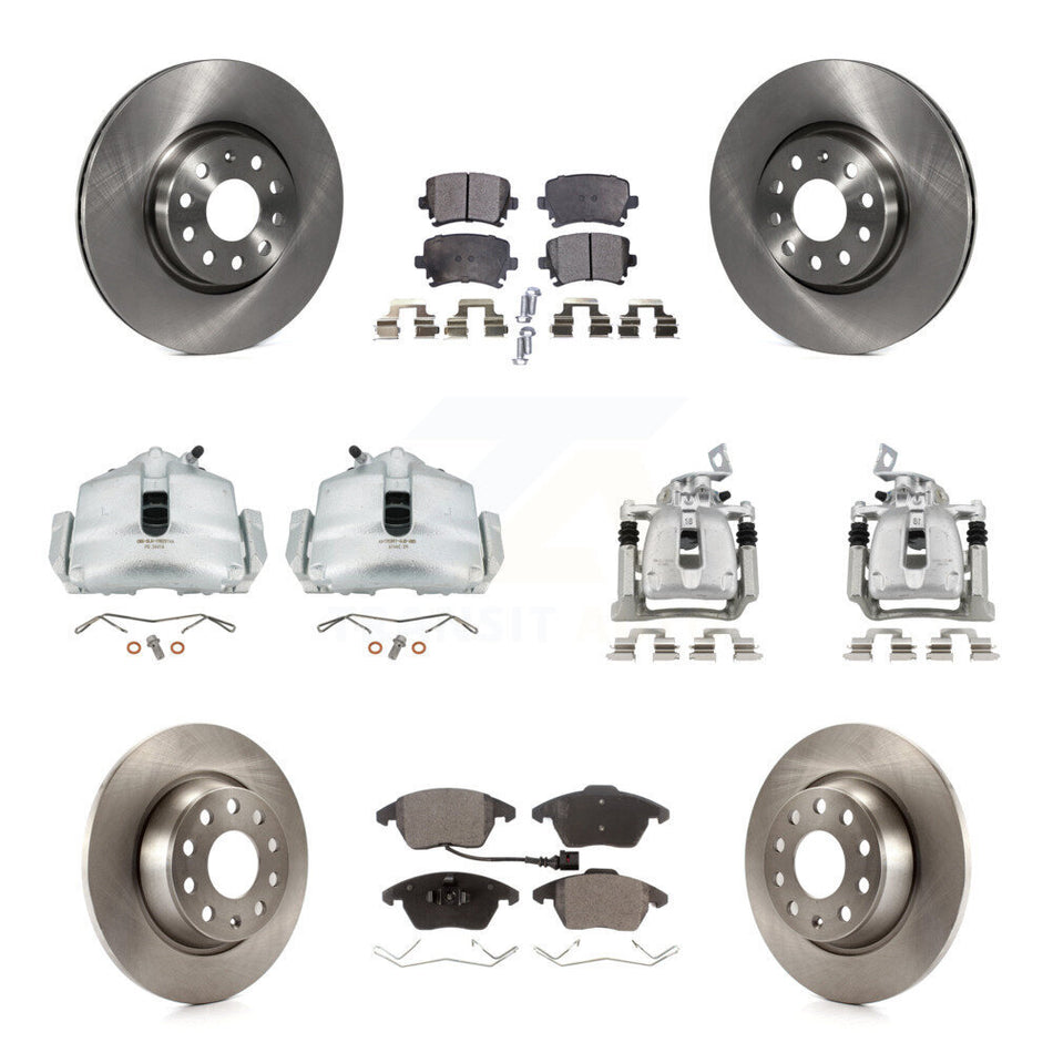 Front Rear Disc Brake Caliper Rotor & Ceramic Pad Kit (10Pc) For 2012 Volkswagen CC 2.0L KC8-101107T