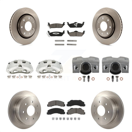 Front Rear Disc Brake Caliper Rotors And Ceramic Pads Kit (10Pc) For 2010-2011 Ford F-150 With 7 Lug Wheels KC8-101108C by Transit Auto