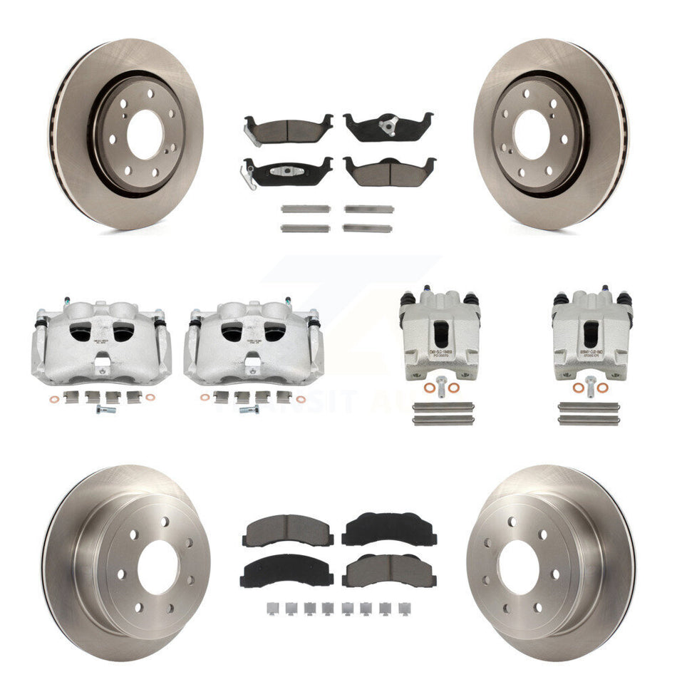 Front Rear Disc Brake Caliper Rotors And Ceramic Pads Kit (10Pc) For 2010-2011 Ford F-150 With 7 Lug Wheels KC8-101108C