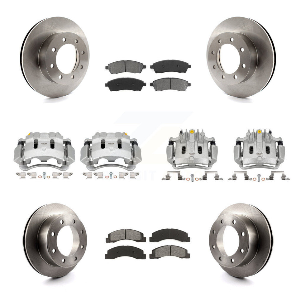 Front Rear Brake Caliper Rotors & Semi-Metallic Pad Kit (10Pc) For Ford F-250 Super Duty KC8-101109S