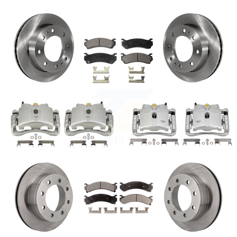 Front Rear Disc Brake Caliper Rotors And Semi-Metallic Pads Kit (10Pc) For Chevrolet Silverado 2500 HD GMC Sierra 3500 Classic Suburban Yukon XL Avalanche KC8-101111P