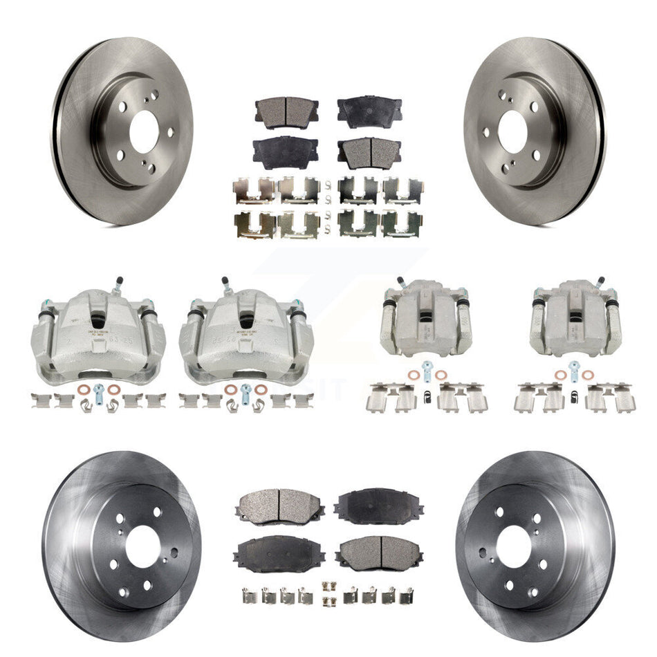 Front Rear Disc Brake Caliper Rotors And Ceramic Pads Kit (10Pc) For Toyota RAV4 Without 3rd Row Seating KC8-101111T