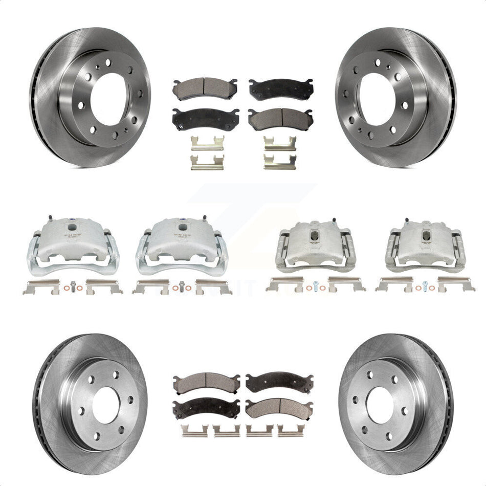 Front Rear Disc Brake Caliper Rotors And Semi-Metallic Pads Kit (10Pc) For Chevrolet Silverado 2500 HD GMC Sierra Hummer H2 1500 Suburban Yukon XL Avalanche Classic KC8-101112P by Transit Auto