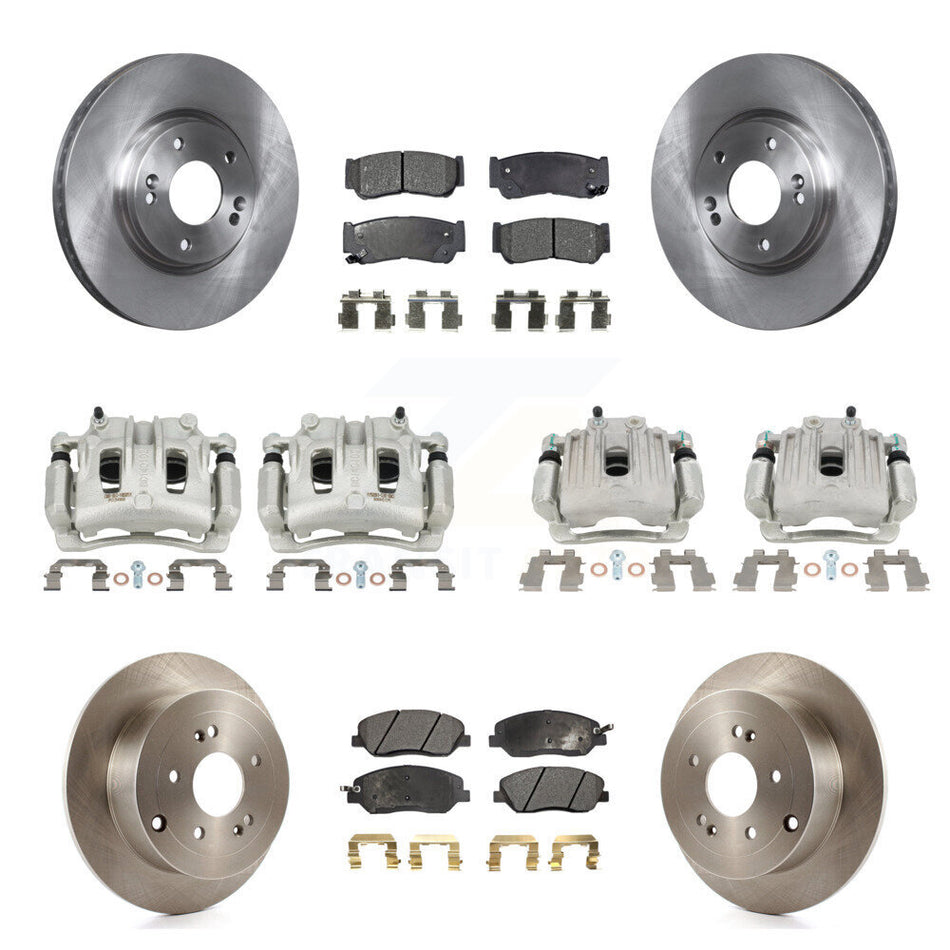Front Rear Brake Caliper Rotor & Semi-Metallic Pad Kit (10Pc) For 07-09 Hyundai Santa Fe KC8-101114P