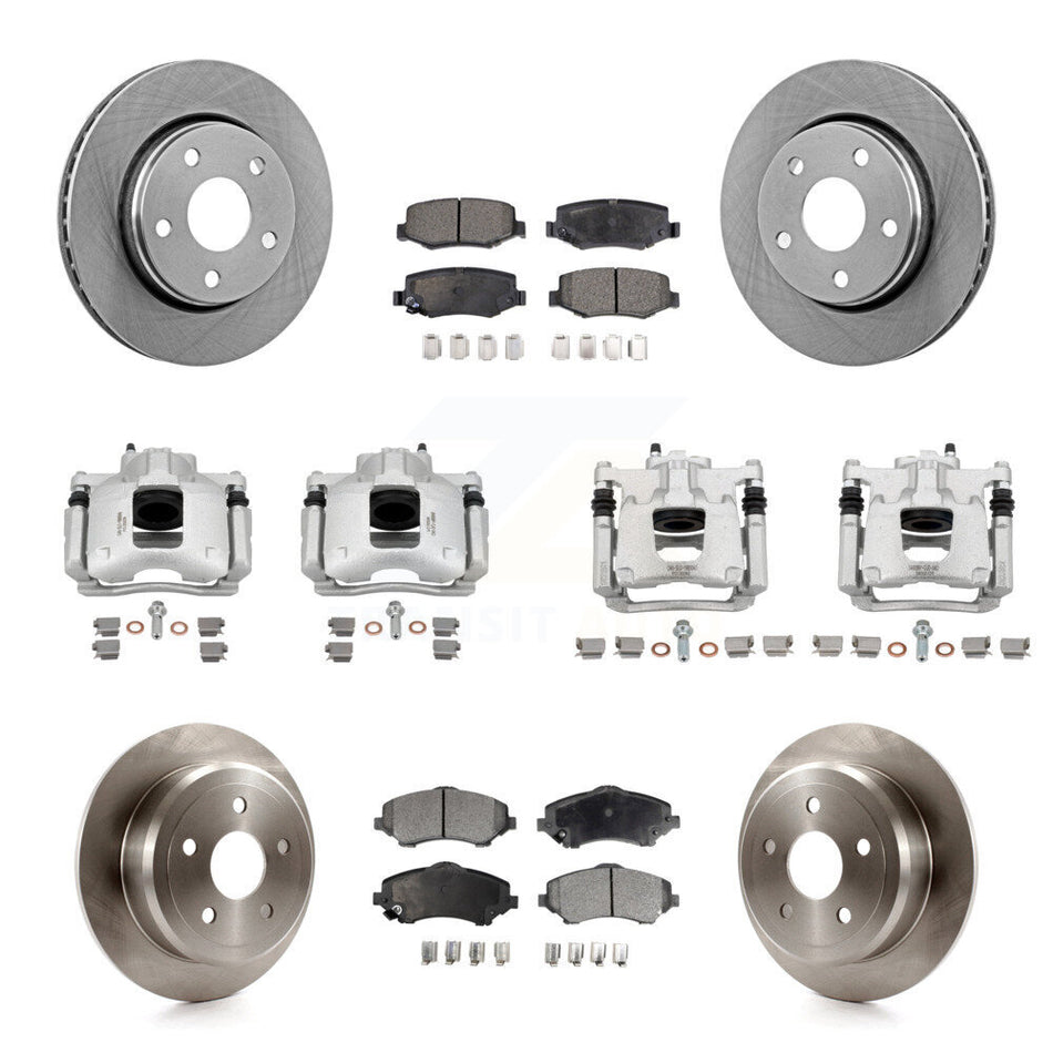 Front Rear Disc Brake Caliper Rotors And Semi-Metallic Pads Kit (10Pc) For Jeep Wrangler KC8-101115P