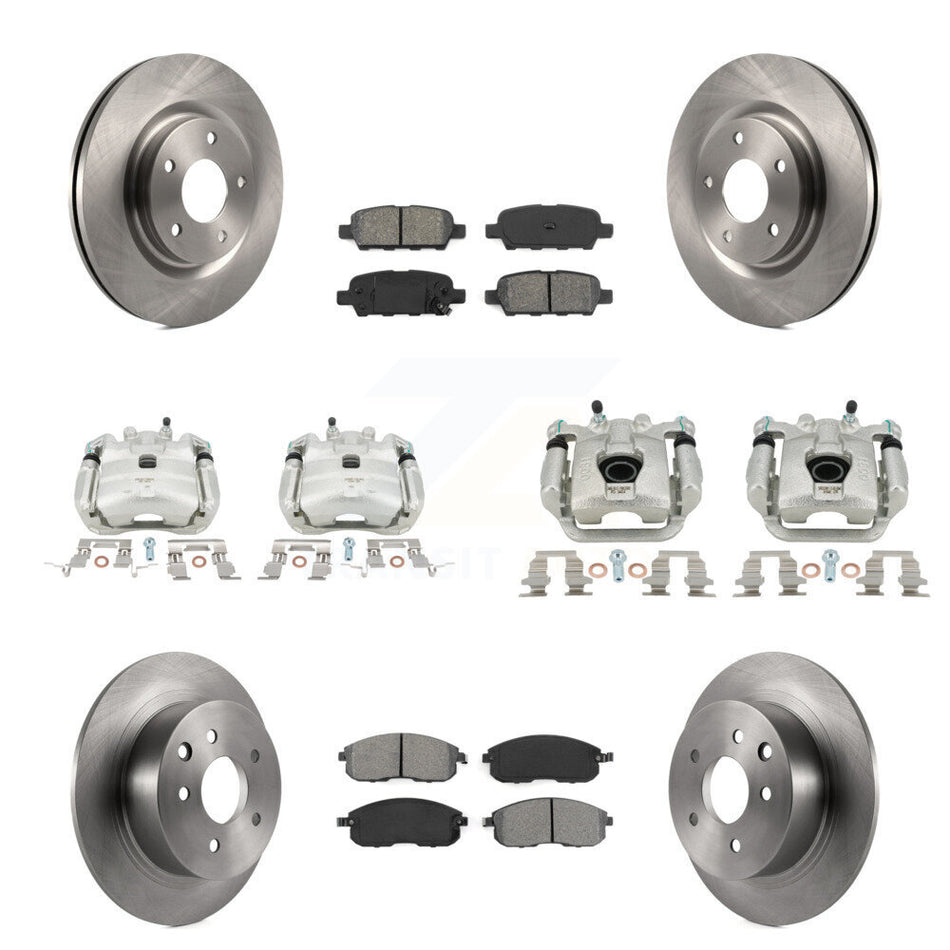Front Rear Disc Brake Caliper Rotors Semi-Metallic Pad Kit (10Pc) For Nissan Sentra Juke KC8-101115S