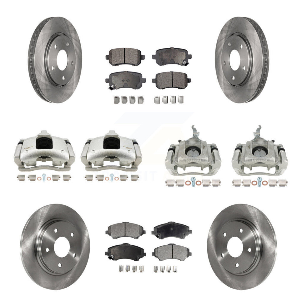 Front Rear Brake Caliper Rotors Semi-Metallic Pad Kit (10Pc) For 2009-2011 Dodge Journey KC8-101116P