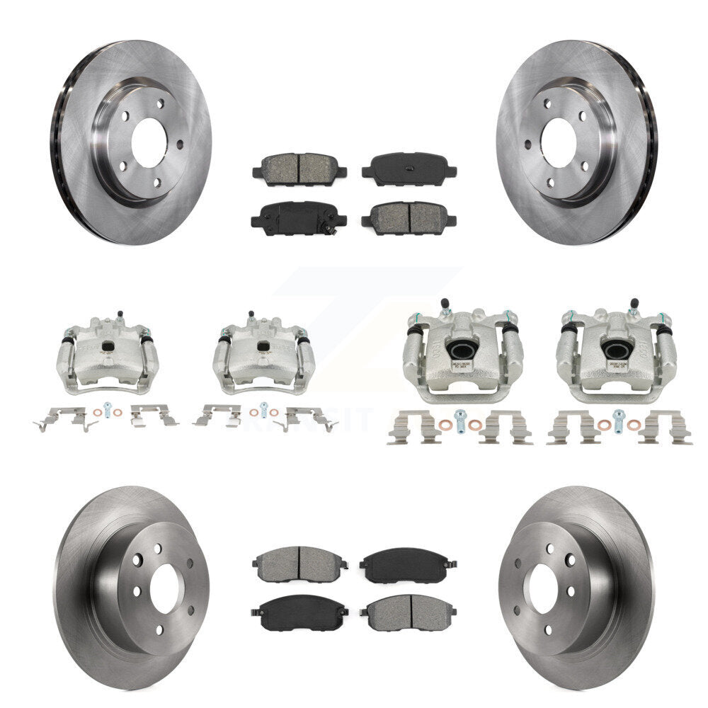 Front Rear Disc Brake Caliper Rotors And Semi-Metallic Pads Kit (10Pc) For Nissan Sentra KC8-101116S