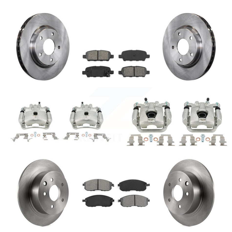 Front Rear Disc Brake Caliper Rotors And Semi-Metallic Pads Kit (10Pc) For Nissan Sentra KC8-101116S